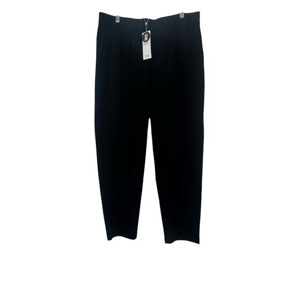 Eileen Fisher Washable Flex Ponte Pintuck Ankle Pant Black Size L Petite NWT